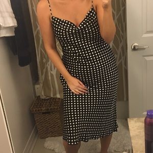 Polka dot satin cowl neck Zara dress. size L. Very good condition.